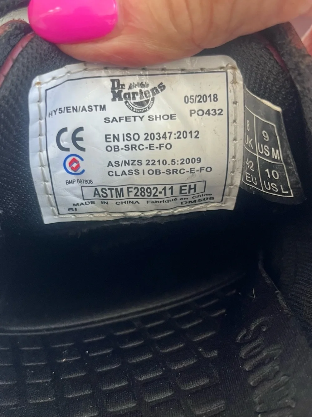 Dr Marten SoftWair Comfort Safety Shoe 1461 SR Steel Toe M 9 W 10 Air Cushion